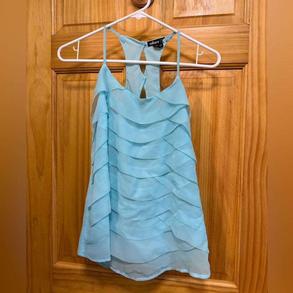 NWT Takara size M juniors tropical blue tank top